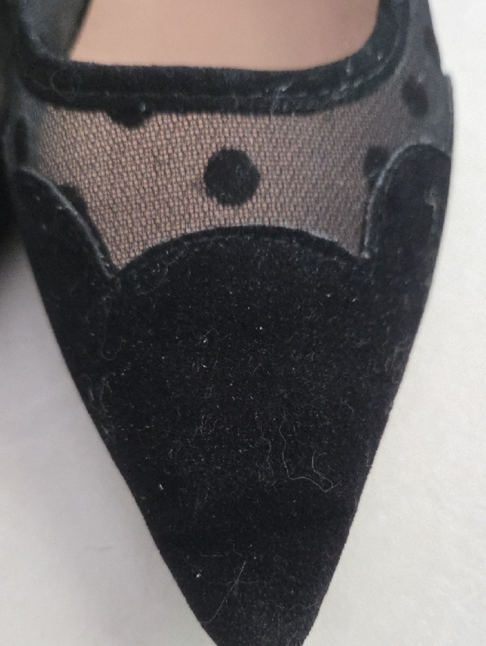 Black Polka Dot Mesh Pointed-Toe Flats - Picture 4 of 4